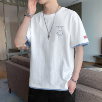 t-shirt short sleeve men 2022 new loose currents ins Chauts pure cotton summer couples half sleeve men fitted clothes