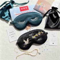 Ink national wind embroidery Oriental crane 19 mulberry silk increase widen sensitive skin sleeping shading silk eye mask