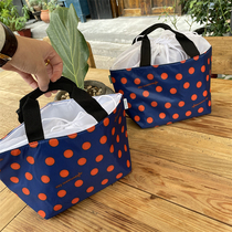 Color matching hin great polka dot zippered handbag thermal bag tote bag breakfast bag