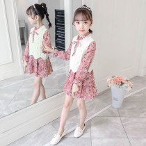 Girl Spring Autumn Clothing Dress Dress 2022 New Ocean Gas Trendy Hair Line Machia Children CUHK Princess Casual Fashion