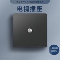 Feidiao big board switch socket PY Pinyi fluorescent gray 86 type household wall concealed closed circuit socket TV socket