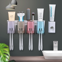 Toothbrush holder rack toilet wall-mounted brush Cup combination set no punch mouthwash Cup hanging wall type cylinder
