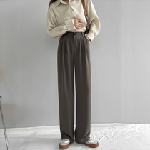 Khaki suit pants children Spring and Autumn high waist drape loose straight casual mop pants small big leg pants