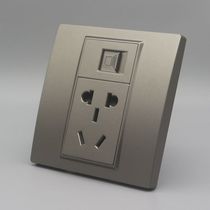Dark gray type 86 shielded six types of through network with five-hole power wall socket Gigabit computer power panel