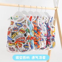 Childrens summer fashion vest boys sleeveless shorts suit new girls short sleeve childrens mesh quick-drying clothes