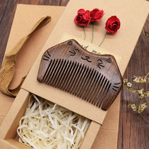  Cute hair comb Mini comb Small wooden comb Childrens comb Natural green sandalwood Small portable baby portable kitten comb