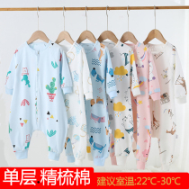 Baby Sleeping Bag Spring Autumn Season Thin style Pure cotton long sleeves Childrens pyjamas male and female babies Sub-legged anti-kicks are used universally by the Four Seasons