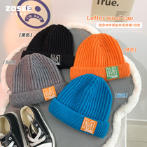 Left West boy hat childrens ear protection warm knitted wool hat M letter autumn and winter windproof foreign air 2021 New