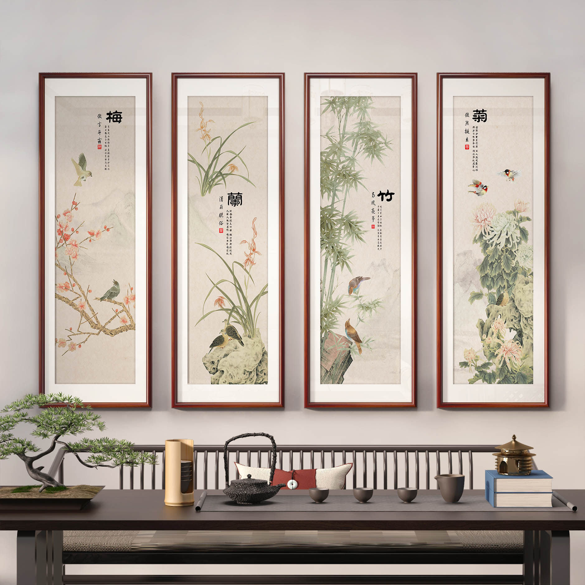 梅兰竹菊新中式挂画-梅兰竹菊新中式挂画促销价格、梅兰竹菊新中式挂画