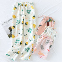 Sleeping Pants Lady Pure Cotton Long Pants Summer Gauze Easy PANTS AIR CONDITIONING PANTS AIR CONDITIONING PANTS CASUAL BIG CODE MOONCELLO FULL COTTON EXTERNAL WEAR