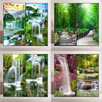 Window glass sticker bathroom toilet sliding door anti-penetration anti-peeping film anti-light Chinese landscape