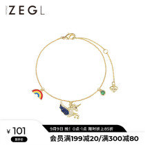 ZEGL925 Sterling Silver Rainbow unicorn bracelet female couple birthday gift niche handpieces to give girlfriends