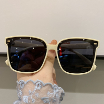 Korean vintage beige polarized sunglasses women square frame round face glasses UV sun glasses 2021 models