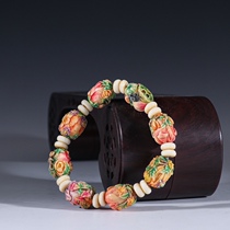 Antique returning organic gem carving lotus pattern hand string wrapped pulp yellow grain carving fine carving Lotus grain carving fine