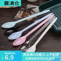 Book burning fairy grass Disposable long handle spoon Fruit fishing fruit tea fork Long soup milk tea spoon Independent packaging 100 pcs