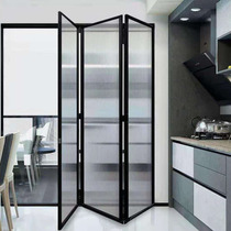 Narrow side living room balcony folding door hanging rail black titanium alloy kitchen Changhong glass partition sliding door without lower rail