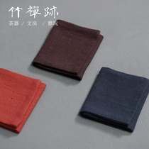 Bamboo Zen trail) Cotton and linen tea towel Chinese retro cotton cloth tea mat Enhanced water absorption and washing cotton linen tea cloth mat tea towel
