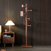 Black walnut creative full solid wood personality hanger Floor-to-ceiling coat rack Household hanger Modern simple shelf