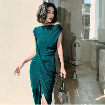 Light luxury niche evening dress skirt women 2021 new temperament banquet socialite high-end summer high-end texture summer