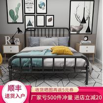Wrought iron bed Modern simple rental house simple 1 meter single bed Household adult European-style master bedroom double bed 2 meters