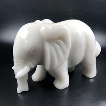 Natural white jade handmade elephant desktop ornaments home modern living room office decoration friends gift-giving crafts
