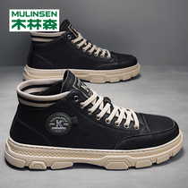 Mullinson autumn mens shoes 2021 New Martin boots mens soft soles casual medium board shoes black locomotive leather boots