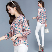 Chiffon shirt This year popular floral long sleeve shirt beautiful foreign style shirt 2021 Spring and Autumn new womens tide