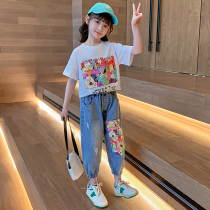 Girl Summer Clothing Suit 2022 New Ocean Gas Trendy Children Summer Leisure Sports Han Edition Two Pieces