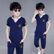 Boy Clothing Boy Suit Sports Summer Clothing Pure Cotton Children CUHK Kids Kids Clothes Short Sleeves Two Sets 2022 New
