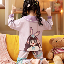 Girls pajamas long sleeves spring and autumn summer girls cotton children Princess baby children home clothes