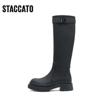 Thagatu winter new handsome locomotive boots slim and slim boot coarse heel high cylinder boot female leather boots D9688DG1