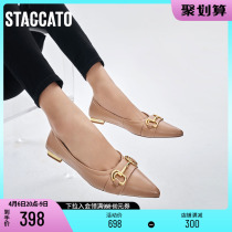 Thagatu new commuter method Custard Cream Shoes Flat Bottom Shoes Single Shoes Woman Leather Shoes C2085CQ1