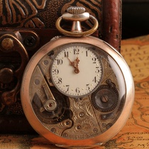 Gold and silver with open-face transparent machine pocket watch (Antique Watch Family)