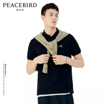 Taiping bird men mens English embroidery New Polo shirt slim business casual fashion short sleeve lapel T-shirt