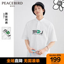 Taiping Bird Men's Summer New Hong Kong Style Wide Edition Fashion Lapel T-shirt Boys Leisure Embroidered Short Sleeve polo Shirt