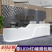 Paint front desk reception desk Simple modern company office reception desk beauty salon bar cashier customization