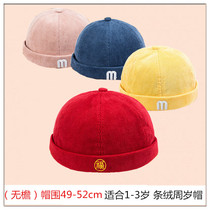 Spring and Autumn Baby Corduroy Year Hats Childrens Flip Cats for Boys and Women landlord Berets Tang Fang Hats