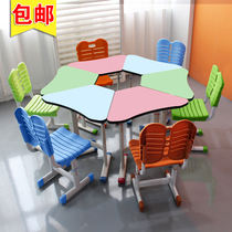 Smart classroom combination Hexagonal reading room table Trapezoidal table Reading table Art table Painting table Library table and chair