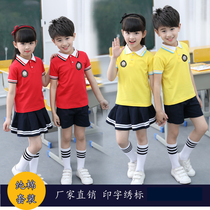 Kindergarten garden clothing summer short sleeve suit cotton class uniforms summer two three four five grade primary school uniforms Red