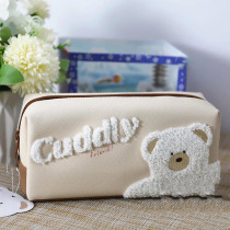 Japanese ins cute cartoon latte bear large capacity student stationery pen bag high-value girl heart pencil box female