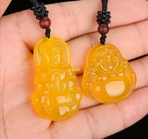 Natural Ice Topaz Chalcedony Guanyin Laughing Buddha Pendant Couple Onyx Jade Mens and Womens Pendant Jade Pendant Necklace