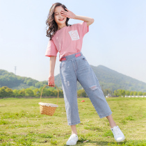 Girls tennis Red suit 2022 New Yangqi Summer CUHK Summer Clothing Pure Cotton Girl Casual Sports Clothes