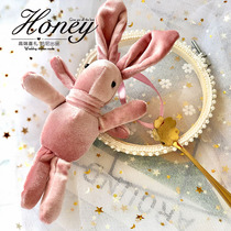 ins new pink heart velvet bunny doll plush toy gift Net red wish rabbit with hand gift doll