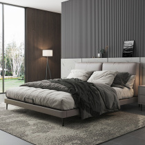 Leather bed Light luxury style Modern minimalist Italian minimalist 1 8 meters second child parent-child Nordic master bedroom soft bag bed Wedding bed
