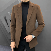 GXU autumn and winter double-sided cashmere coat mens large size English style fashion brand high-end trench coat short woolen coat