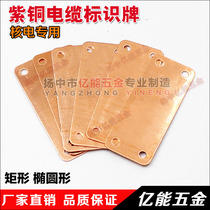 Special copper cable label for nuclear power - type elliptical rectangular nuclear - electric copper signage