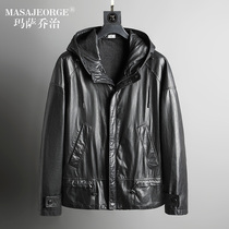 2022 - The new headcoat of pure cow leather fur coat male and cap short leather jacket youth casual coat tide