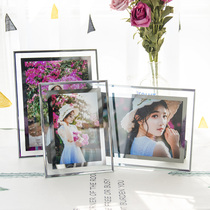 Glass photo frame setting 6 inch 7 inch 8 inch glass crystal photo frame decoration desk table 7 inch photo frame