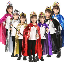 1 Lin Fang 120g Halloween king costume princess dress cloak scepter crown children's red cloak cloak