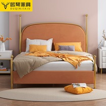 Nordic iron bed double bed modern minimalist creative bedroom iron frame bed ins personality bed shelf 1 8 m iron bed